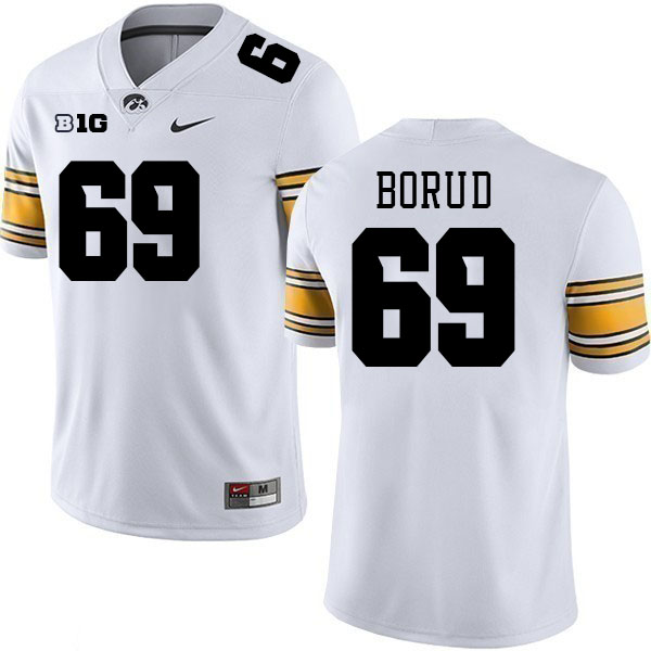 Men #69 Cade Borud Iowa Hawkeyes College Football Jerseys Stitched-White